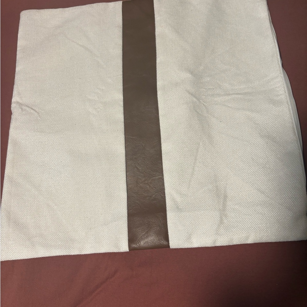 Throw pillow cover with faux leather detail